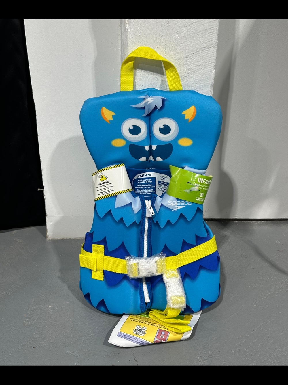 Speedo Blue Monster Infant Life Vest with Yellow Straps